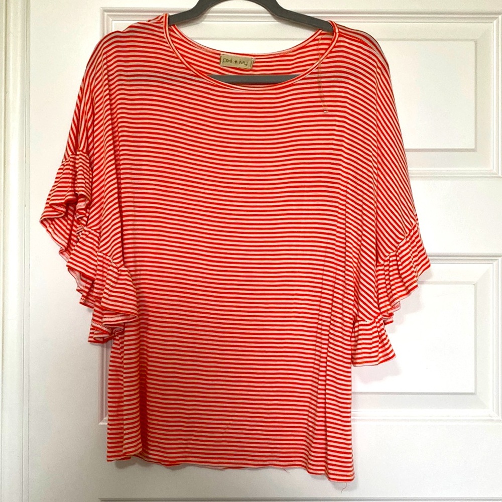 Orange and White Striped Blouse